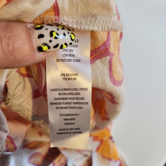 Monteau Los Angeles Orange Floral Tiered Ruffle Midi Dress Womens Size Medium - Picture 8 of 10